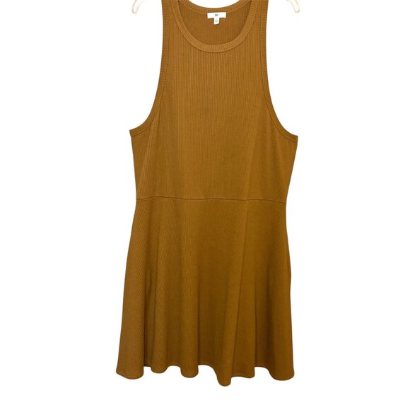 BP. Womens Ribbed Sleeveless Swing Dress 3X Brown Polyester Blend Tank Dress - Picture 2 of 5